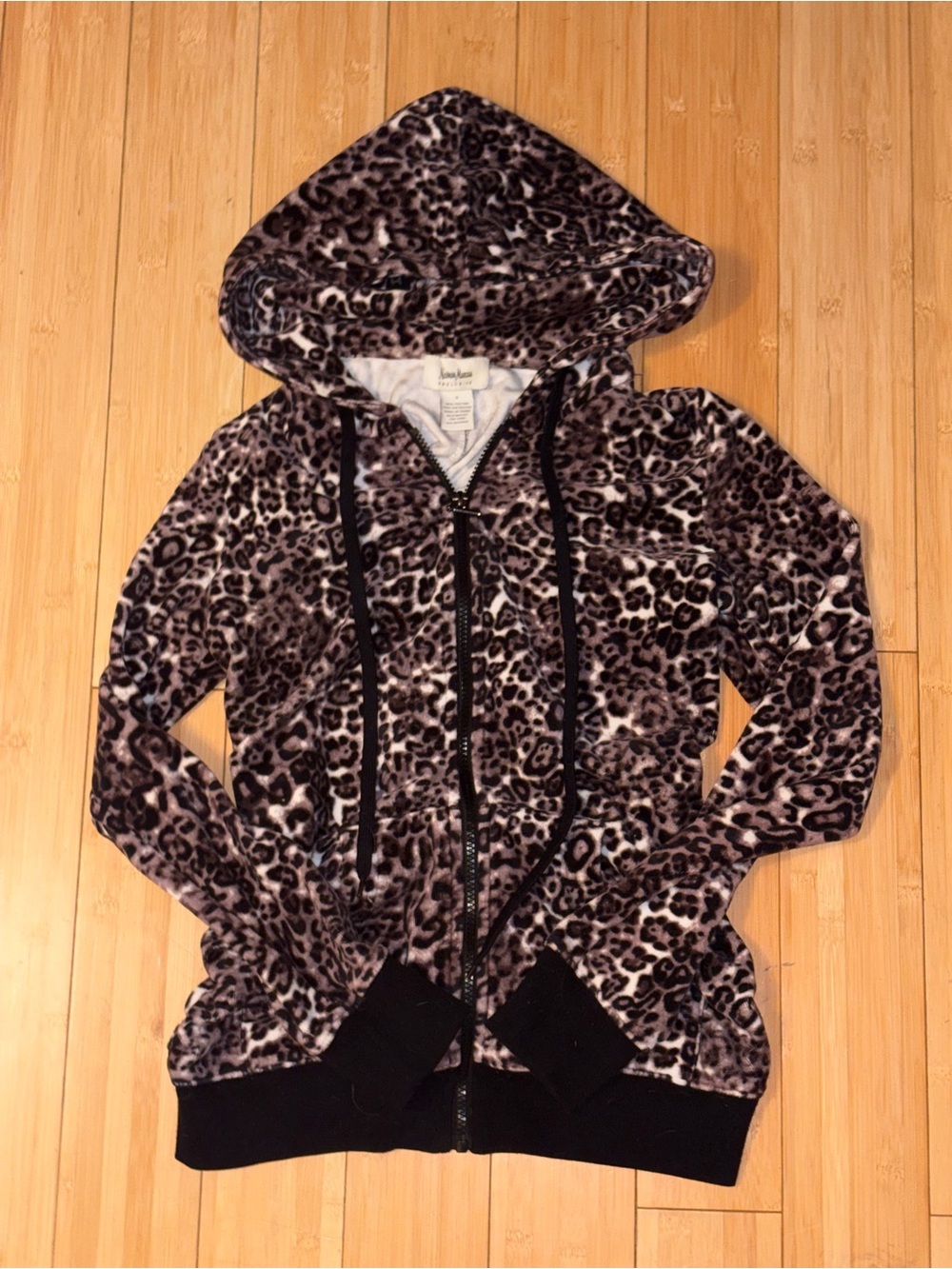 Vintage Y2K Neiman Marcus Exclusive Velour Hoodie, Sz S, Purple Leopard Pristine